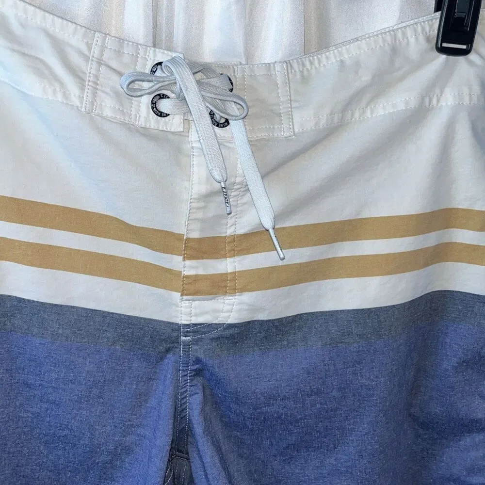 Vintage Ezequiel Men’s Striped Board Shorts Size 34 Colorblock Surf Beach Summer